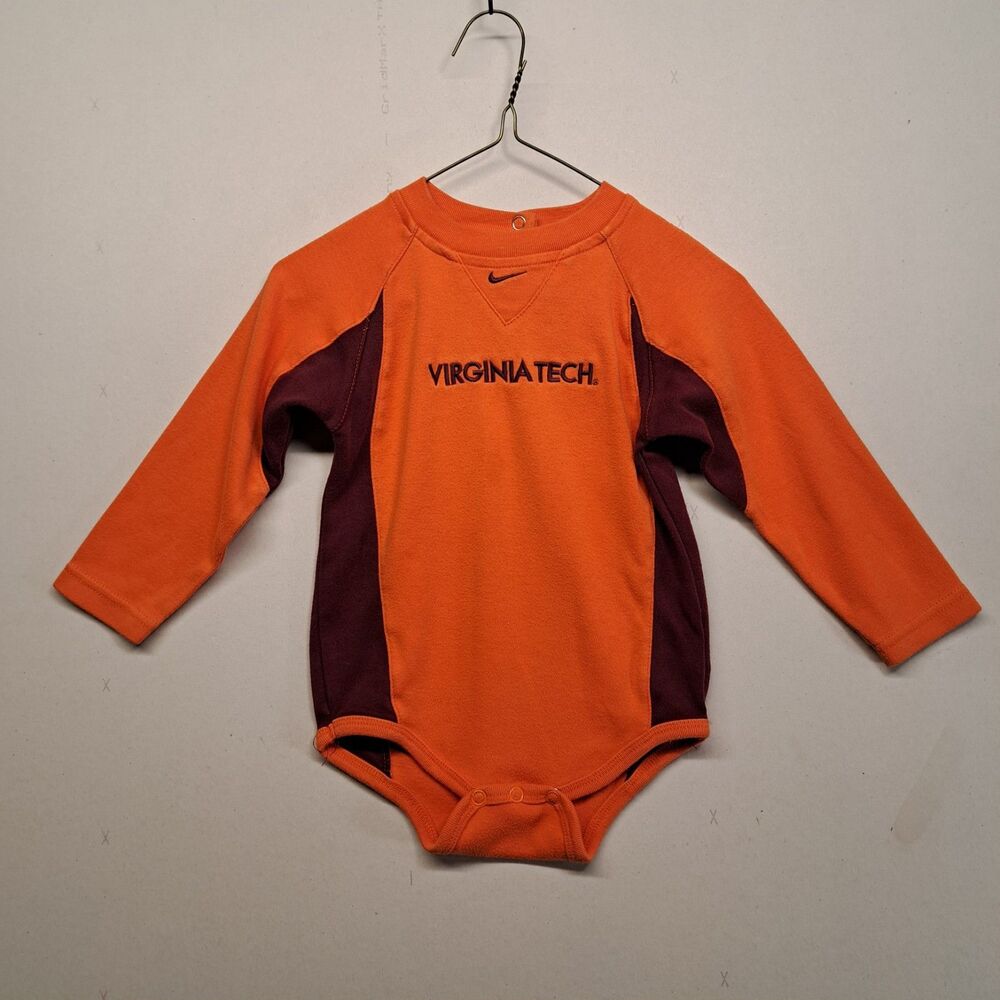 Nike Virginia Tech Hokies Baby One Piece 24M Orange Maroon Center Swoosh VT